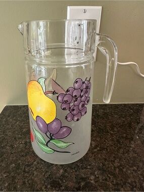 Vintage Dartington France Fruit Frosted Glass Pitcher